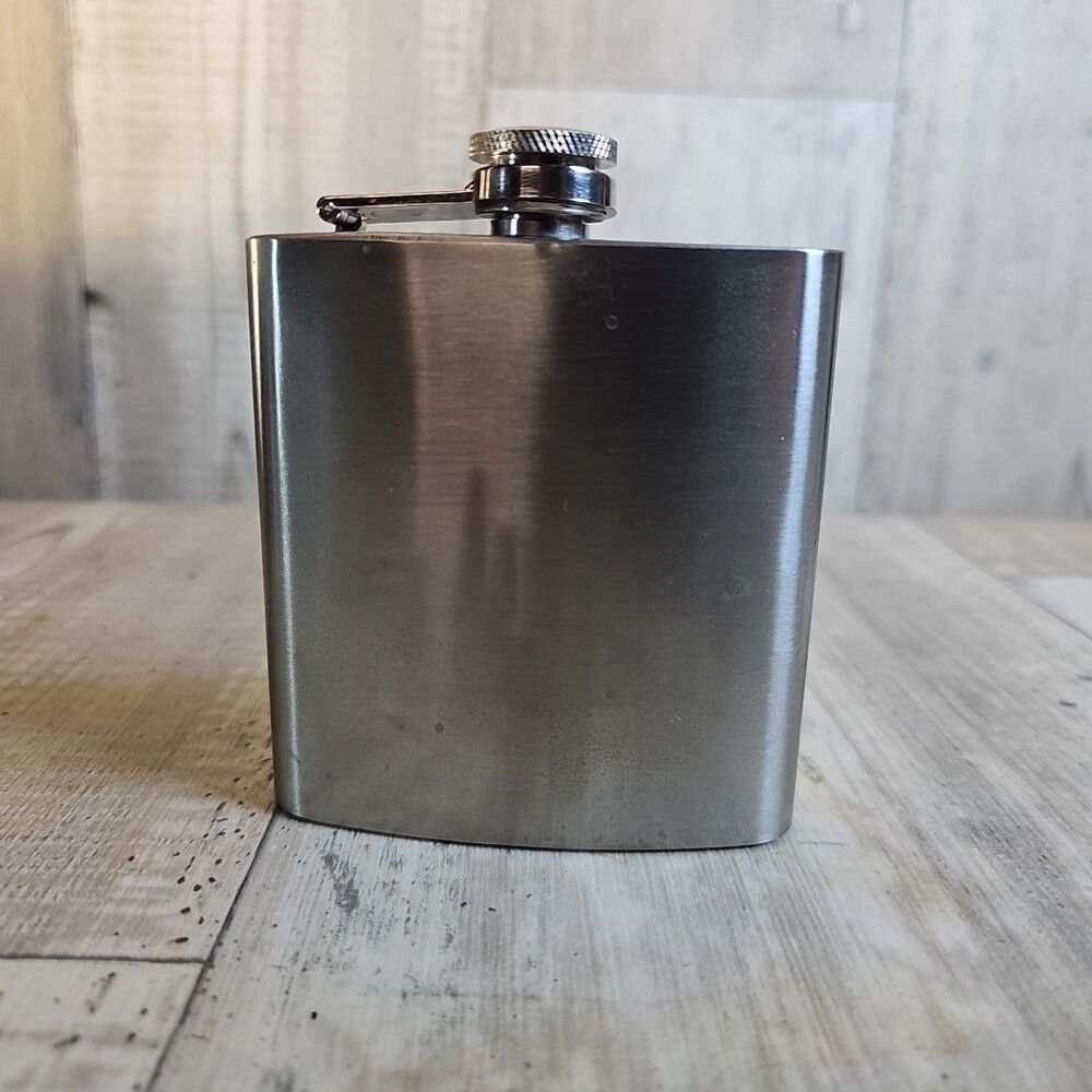 Stainless Steel Hip Flask 6 oz – Classic Pocket Flask with Hinged Cap Pre-Owned